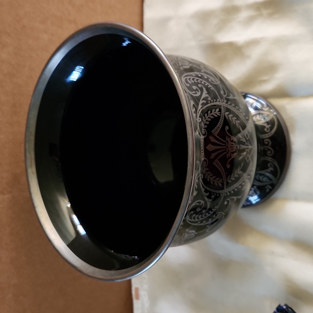 Art Deco Sterling Silver Overlay  Black Vase - Picture 2 of 9